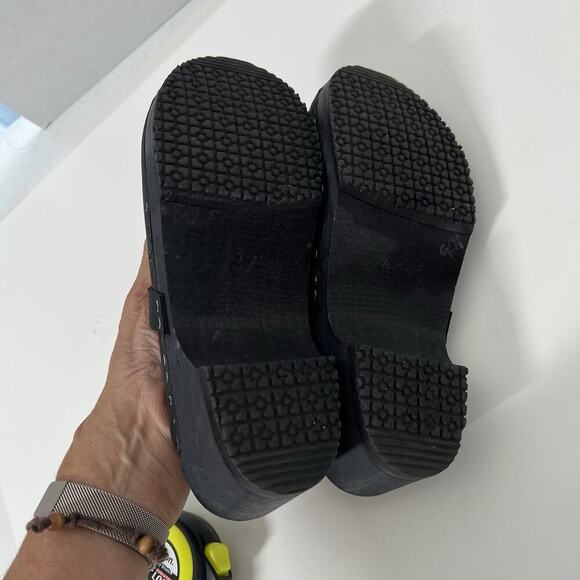 Sandgrens Women Black Leather Dublin Clog Mule Slide Shoes Size 37 US 6.-6.5 NEW - Picture 9 of 12